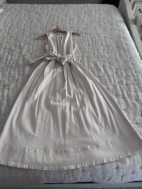 Boden Denim Sleeveless Belted Maxi Dress in Light Neutral - size 10